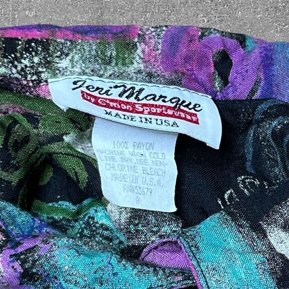 American Vintage 100% Rayon Button Up Shirt Womens Size 8 - Picture 5 of 6